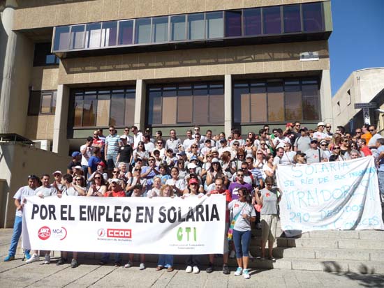 Protesta de los trabajadores de Solaria. Septiembre de 2012.