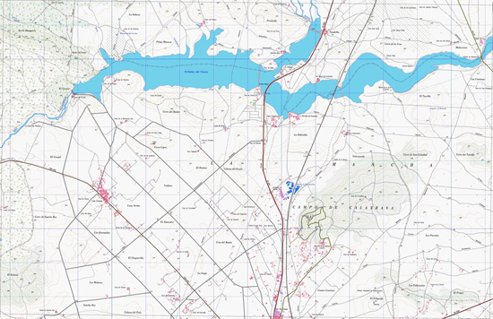 Mapa topográfico donde se observa el parque forestal de La Atalaya