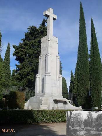 Cruz de los Caídos en el Cementerio Municipal, y en los Jardines del Prado