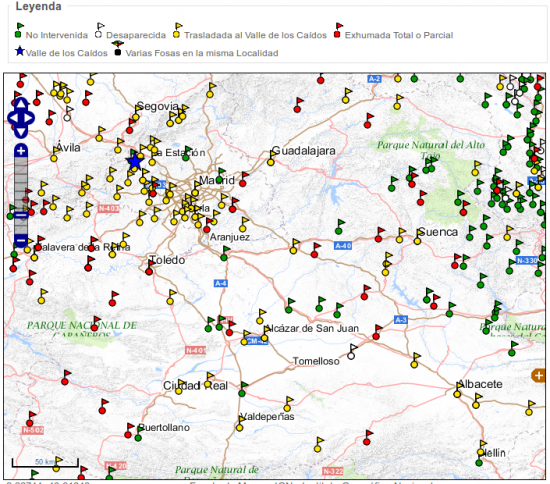 Mapa de fosas en Castilla-La Mancha. Fuente_ Ministerio de Justicia (10-6-2017)