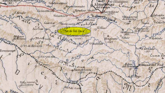 Mapa en el que figura La Venta de la Tía Inés. Fuente_ Emilio Valverde y Álvarez y José Alfaro y Serbán (Madrid, 1880)