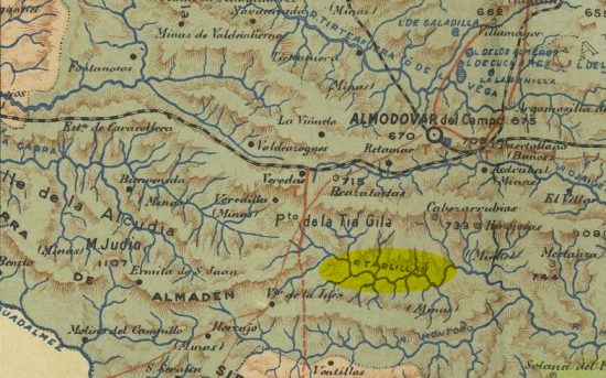 Mapa en el que figura el Río Tablillas. Fuente_ Chías y Carbó (Barcelona, 1902)