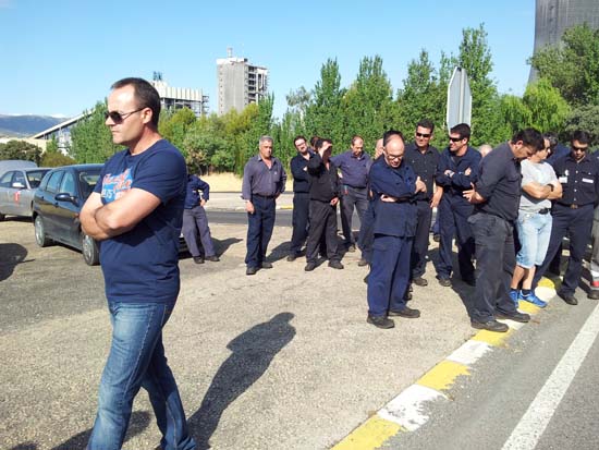 Antonio de la Torre, esta mañana en la concentración contra el cierre de Elcogas