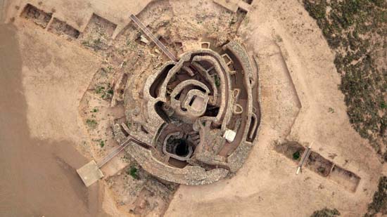 SPAIN - Overhead shot of a Sardinian-style temple (Photo Credit: Associated Producers LTD)