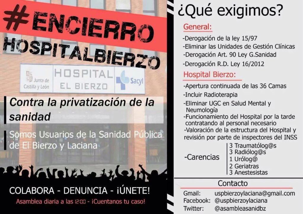 Encierro Hospital Bierzo reivindicaciones