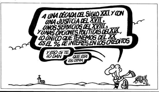 Dos hombres comentan el estado actual del país que ha heredado lo peor del pasado y tiene lo peor del presente.