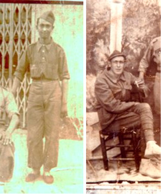 Soldado 101 Brigada Mixta en Sagunto, Valencia, 1937 y soldado de ametralladoras de la 10 Brigada Mixta en un estudio Fotográfico en Madrid 1936