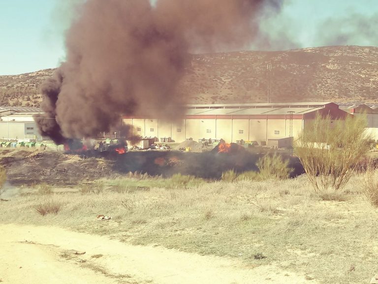 Un incendio obliga a cortar un tramo de la variante Sur de Puertollano