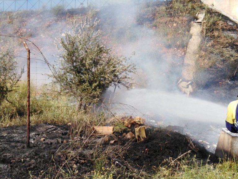 Puertollano: Un incendio originado en enseres abandonados afecta a pastos y olivar