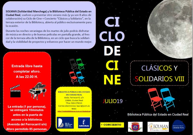Vuelve a la terraza de la Biblioteca de Ciudad Real el ciclo de cine ‘Clásicos y solidarios’