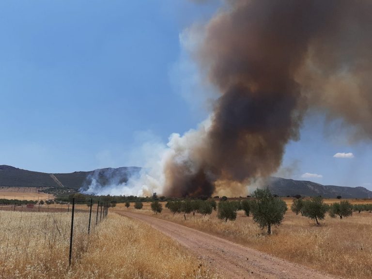 Destruida una casa en la finca Huertas Nuevas al paso del incendio de El Villar de Puertollano