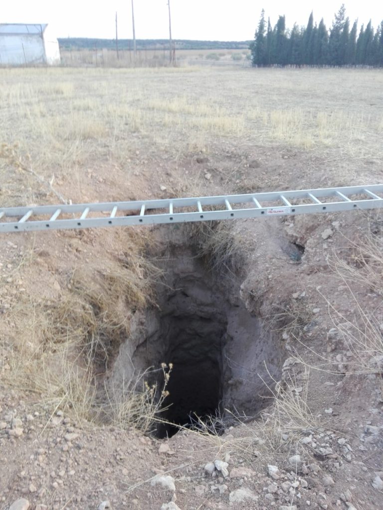 Rescatado un perro que había caído a un pozo de ocho metros sin señalizar ni vallar en Carrión de Calatrava