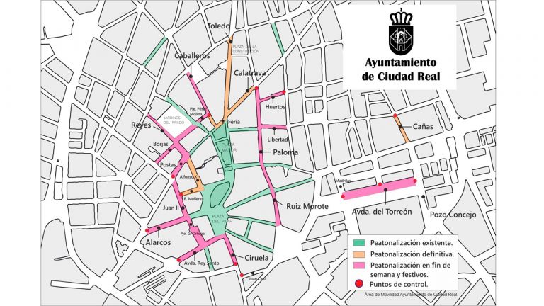 Ciudad Real: Horarios y calles que se cortarán al tráfico para favorecer la movilidad peatonal