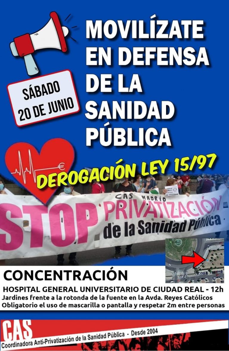 Ciudad Real se suma este sábado a la convocatoria nacional de la Coordinadora Antiprivatización de la Sanidad Pública