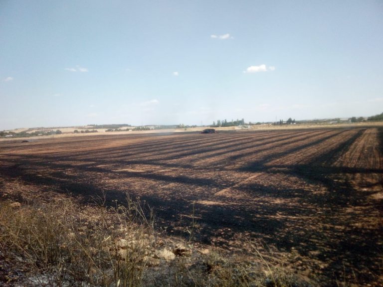 Bomberos de Ciudad Real extinguen el fuego que ha afectado a diez hectáreas de pasto y pacas