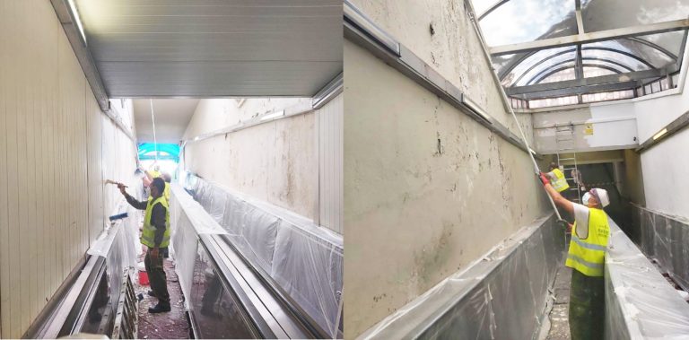 Puertollano: El túnel del Carmen mejora su estética con trabajos de limpieza y pintado