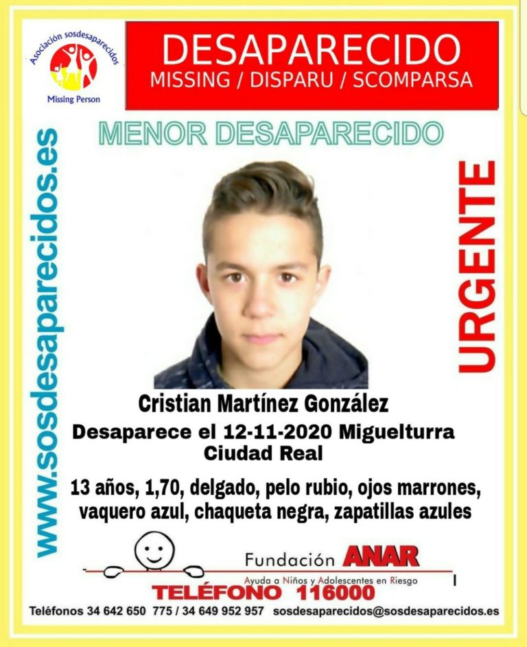 La Policía Nacional pide ayuda para localizar a un menor desaparecido en Miguelturra desde el 12 de noviembre