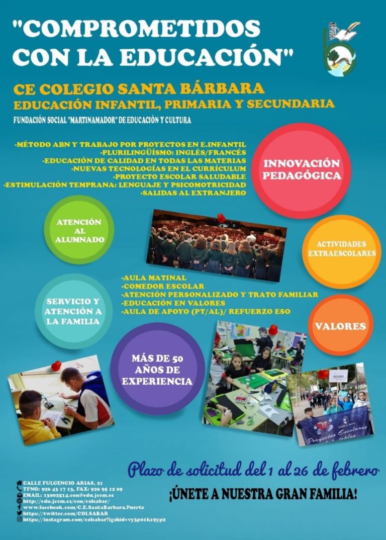 El colegio Santa Bárbara de Puertollano organiza una jornada virtual de puertas abiertas