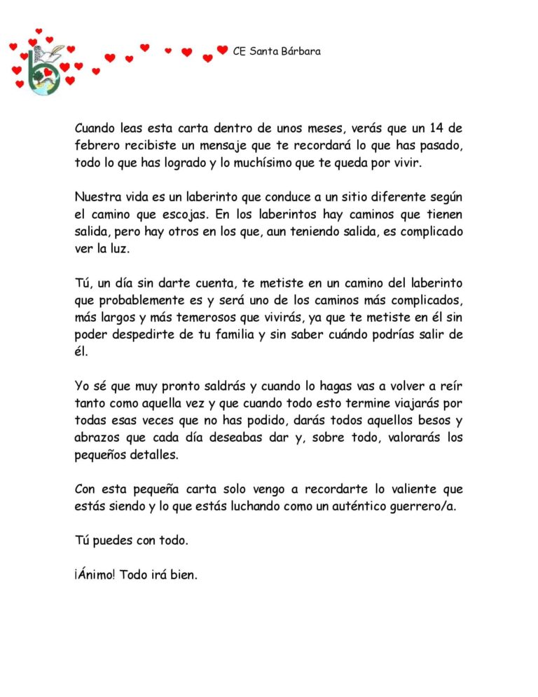 Puertollano: El colegio Santa Bárbara, cartero del amor para sanitarios y mayores