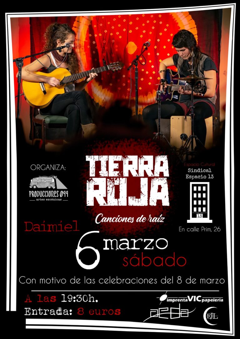 Tierra Roja y ‘Contando sobre igualdad’, este fin de semana en Sindical Espacio 13