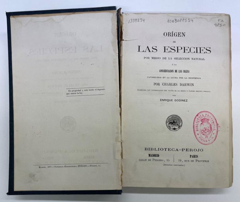 La primera edición en español del ‘Origen de las Especies’ de Darwin vuelve restaurado a la Biblioteca Pública del Estado de Ciudad Real