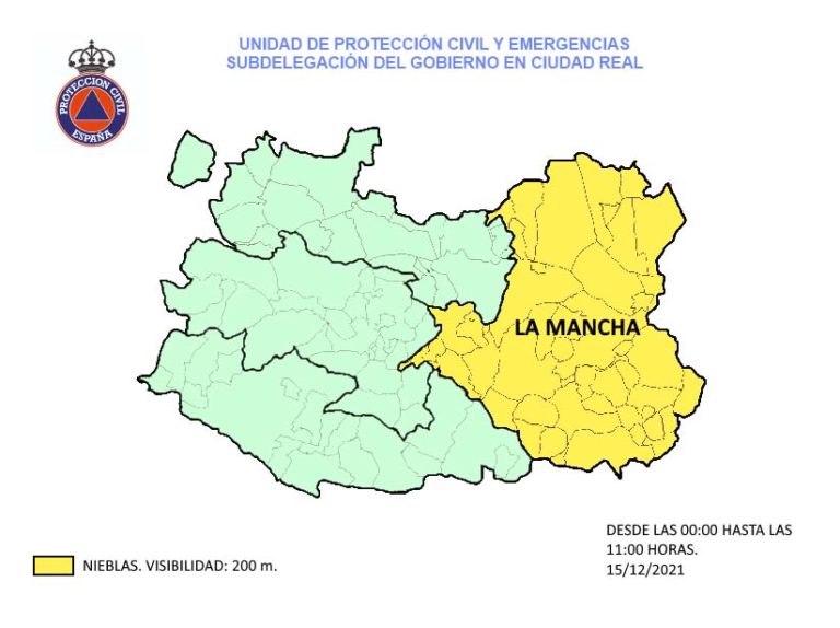 Nivel de alerta amarillo por nieblas para este miércoles en Ciudad Real