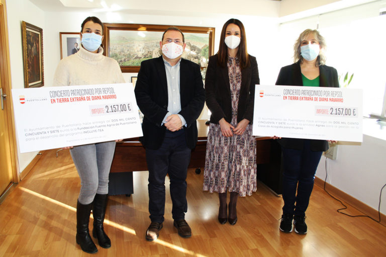 El Ayuntamiento de Puertollano y Repsol entregan la recaudación del espectáculo de Diana Navarro a Agires y Fundación Fuente Agria