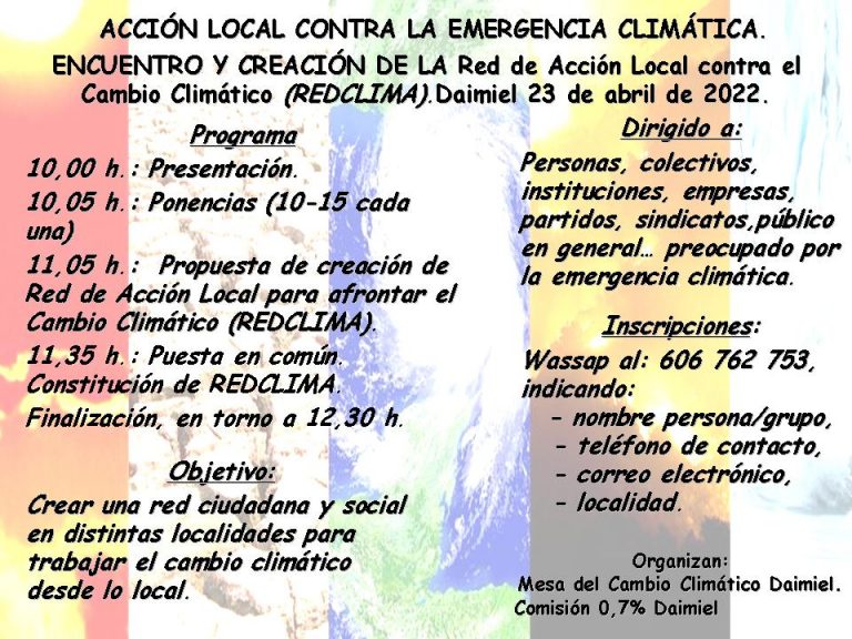 Encuentro y creación de la Red de Acción Local contra el Cambio Climático (REDCLIMA)