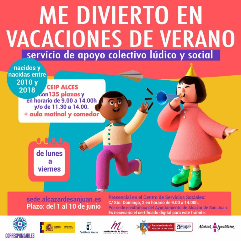 El Ayuntamiento de Alcázar pone en marcha, a través del Plan Corresponsables, acciones de conciliación familiar