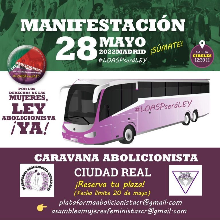 Comunicado: Asistencia a la manifestación por los derechos de las mujeres, ‘Ley abolicionista ¡ya!’
