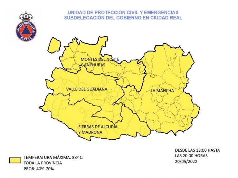 Alerta amarilla para este viernes por altas temperaturas en la provincia de Ciudad Real