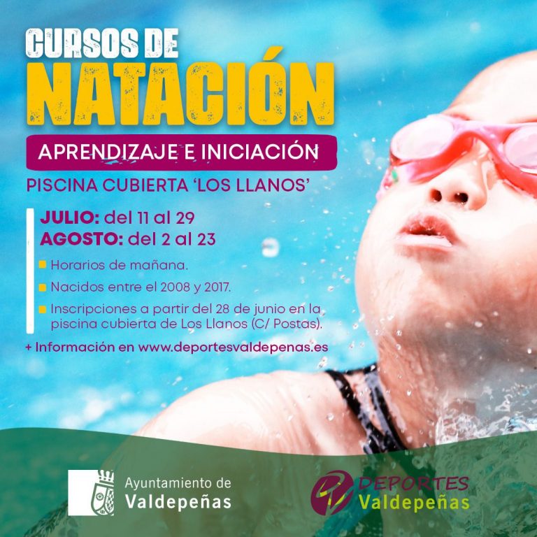 Cursos de iniciación y aprendizaje de natación, en julio y agosto en Valdepeñas