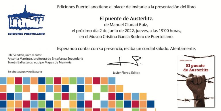 Ediciones Puertollano comenzará la Feria del Libro con la presentación de «El puente de Austerlitz», de Manuel Ciudad