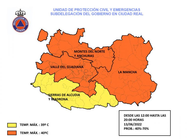 Alerta naranja por temperaturas de hasta 40 grados en la provincia de Ciudad Real