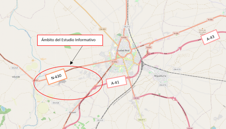 Licitada la redacción del estudio informativo de la Variante Suroeste de Ciudad Real