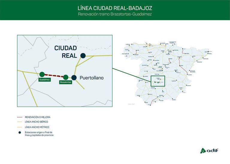 Adif destinará más de 54 millones de euros para las obras de renovación del tramo Brazatortas-Guadalmez