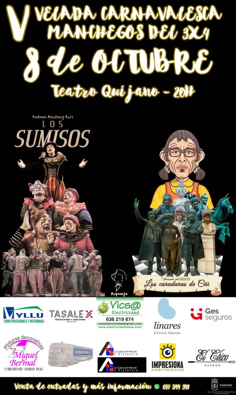 Los sumisos, de Martínez Ares, y Los Caraduras de Cái, del Sheriff, actuarán el 8 de octubre en Ciudad Real de la mano de Manchegos del 3×4