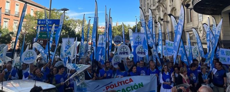 ANPE se concentra ante el Congreso de los Diputados con el lema «- política + educación»