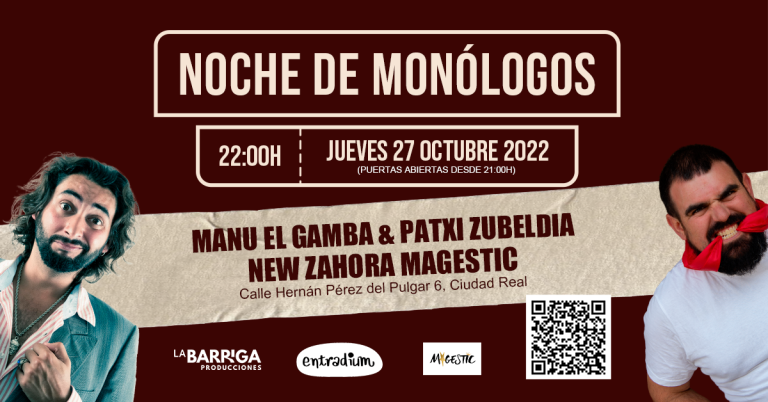 Noche de monólogos en New Zahora Magestic el jueves 27 octubre