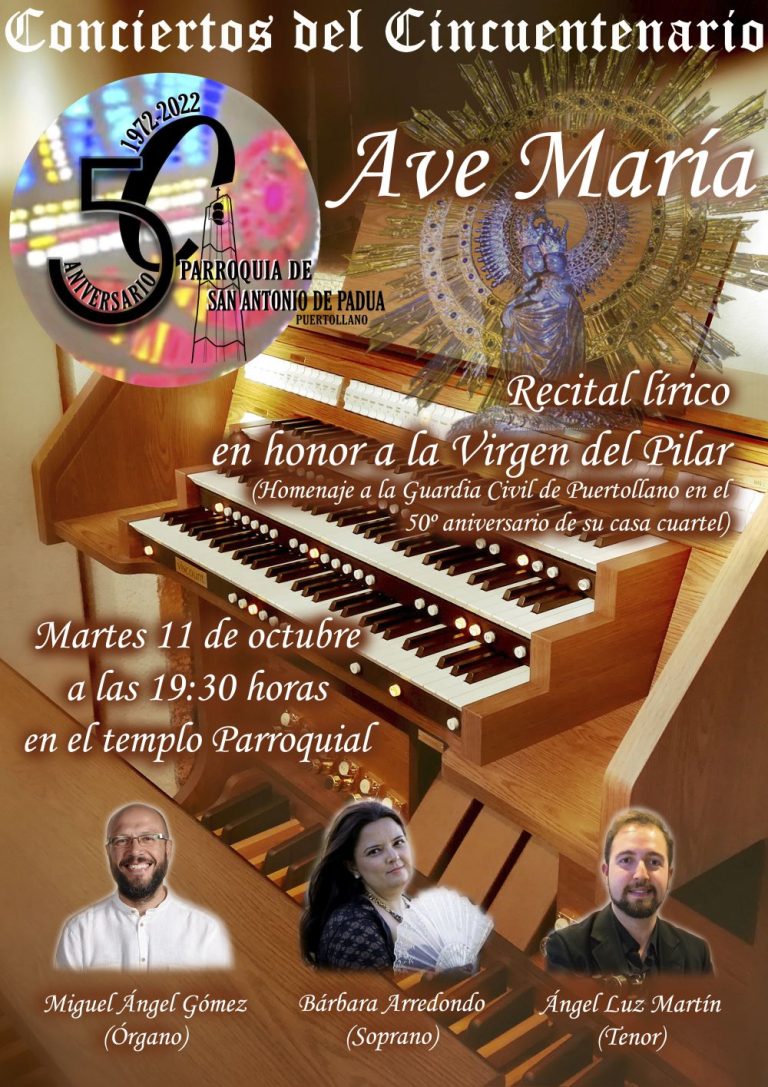 Partituras de Bach y Puccini en el Concierto de Órgano del martes próximo en la Parroquia de San Antonio de Padua