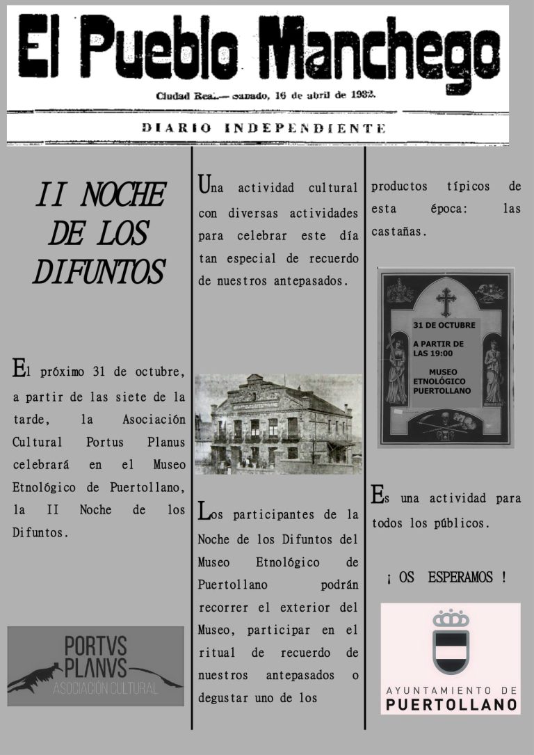 Puertollano: Segunda noche de los Difuntos el 31 de octubre en el Museo Etnológico