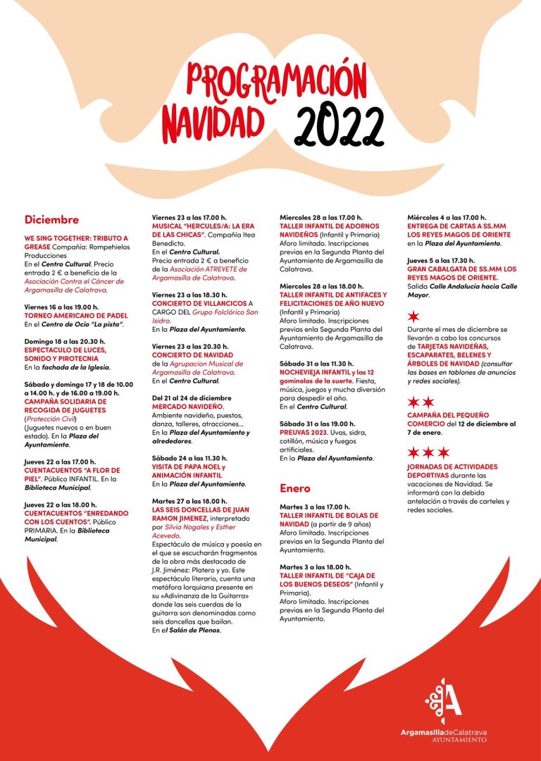 Gran variedad de propuestas en la amplia programación de Navidad de Argamasilla de Calatrava