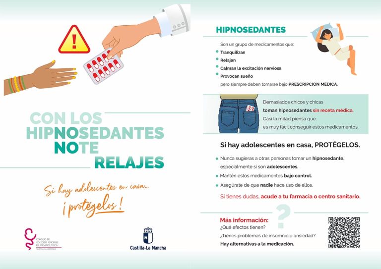 La Consejería de Sanidad y los farmacéuticos de la región lanzan una campaña para la prevención del consumo de hipnosedantes en la población adolescente y juvenil