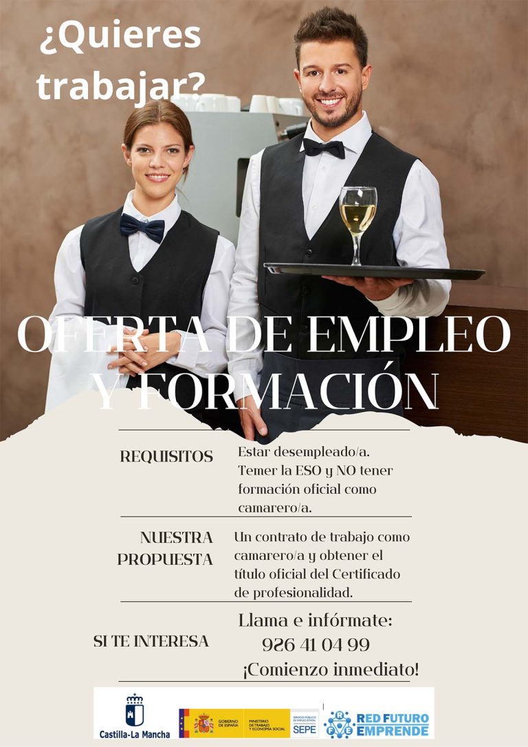 Abierta inscripción para cursos de formación dual como camarero o camarera con contrato