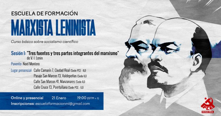La Escuela de Formación marxista-leninista de Ciudad Real anuncia un curso básico de Socialismo Científico