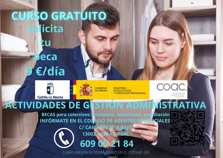 Abierta la inscripción para un curso de gestión administrativa con beca de asistencia de 9 euros diarios