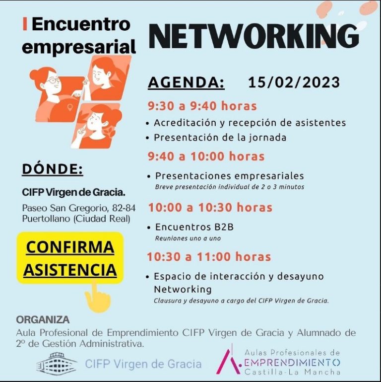 Autónomos y empresas locales se darán cita el 15 de febrero en un networking para emprendedores en el CIFP Virgen de Gracia