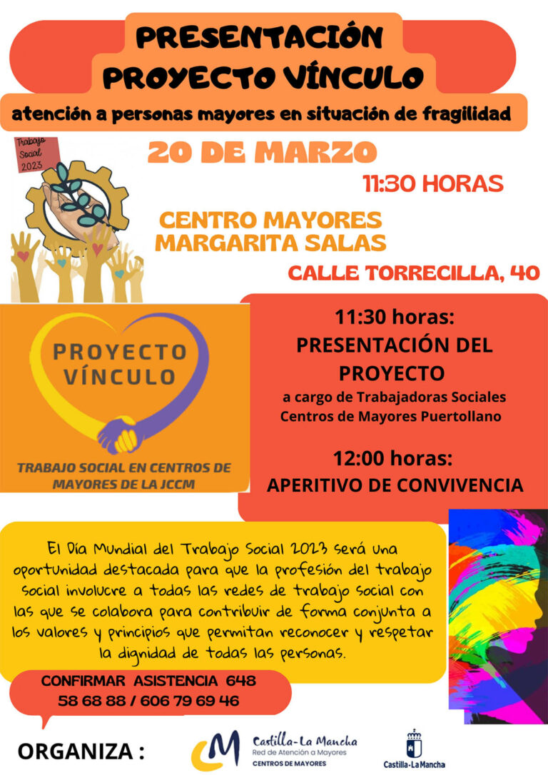 Los Centros de Mayores I y Margarita Salas de Puertollano presentan este lunes el proyecto “Vínculo”