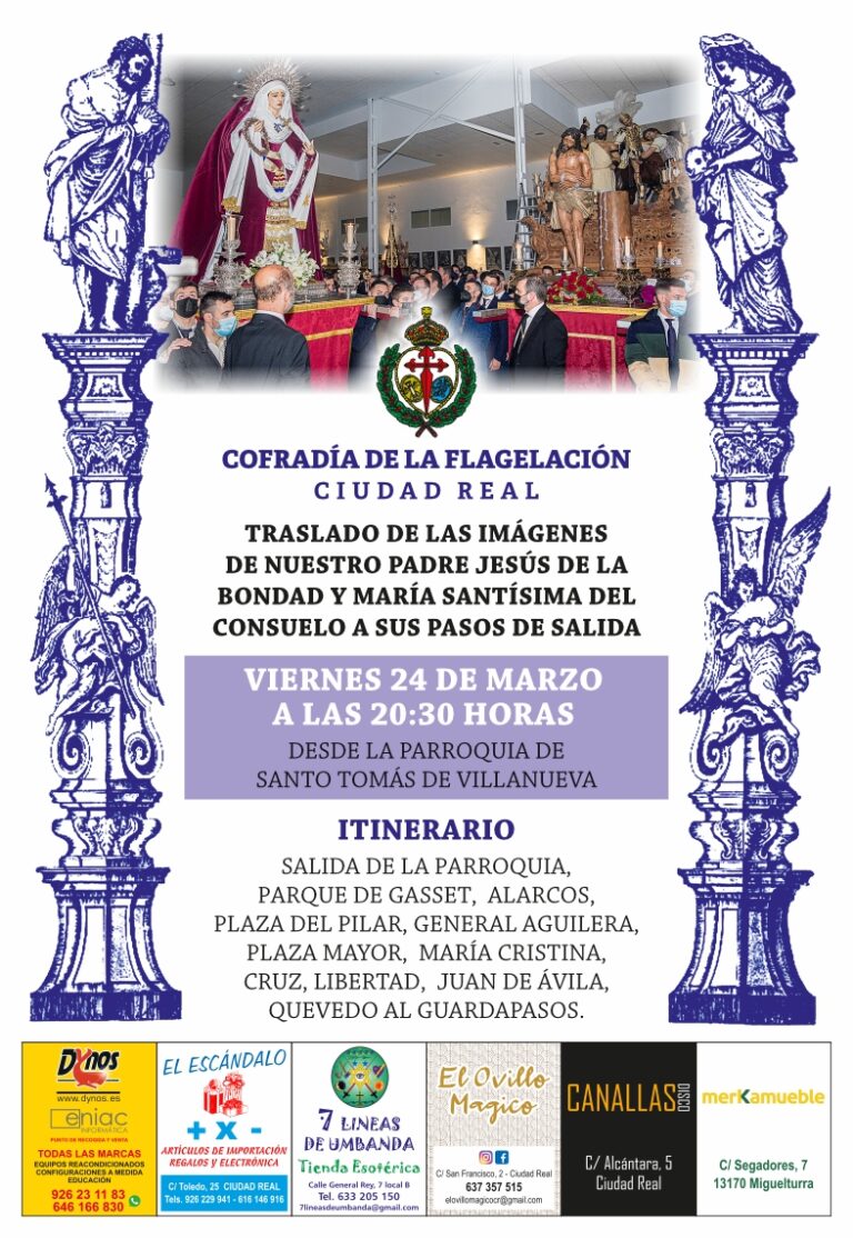 Ciudad Real: La Flagelación traslada este viernes las imágenes de sus Sagrados Titulares al Guardapasos de Semana Santa