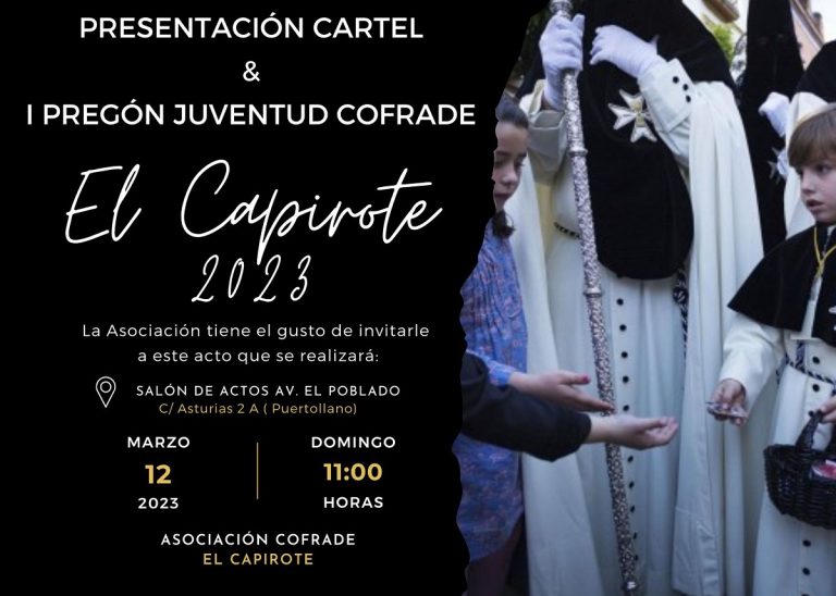 Puertollano: Adán José Clark pronunciará el primer pregón de Juventud Cofrade de la Asociación “El Capirote”